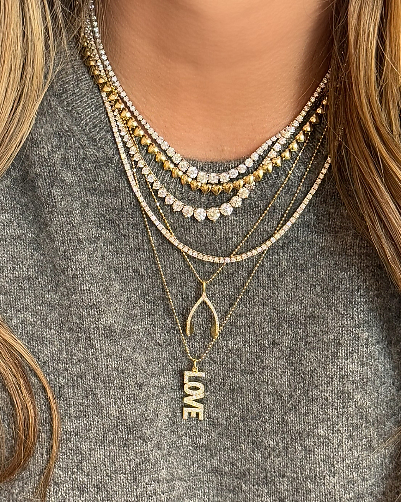 Diamond Uppercase Love Drop Necklace