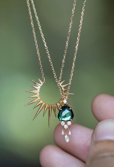 Small Sun Yellow Gold Necklace