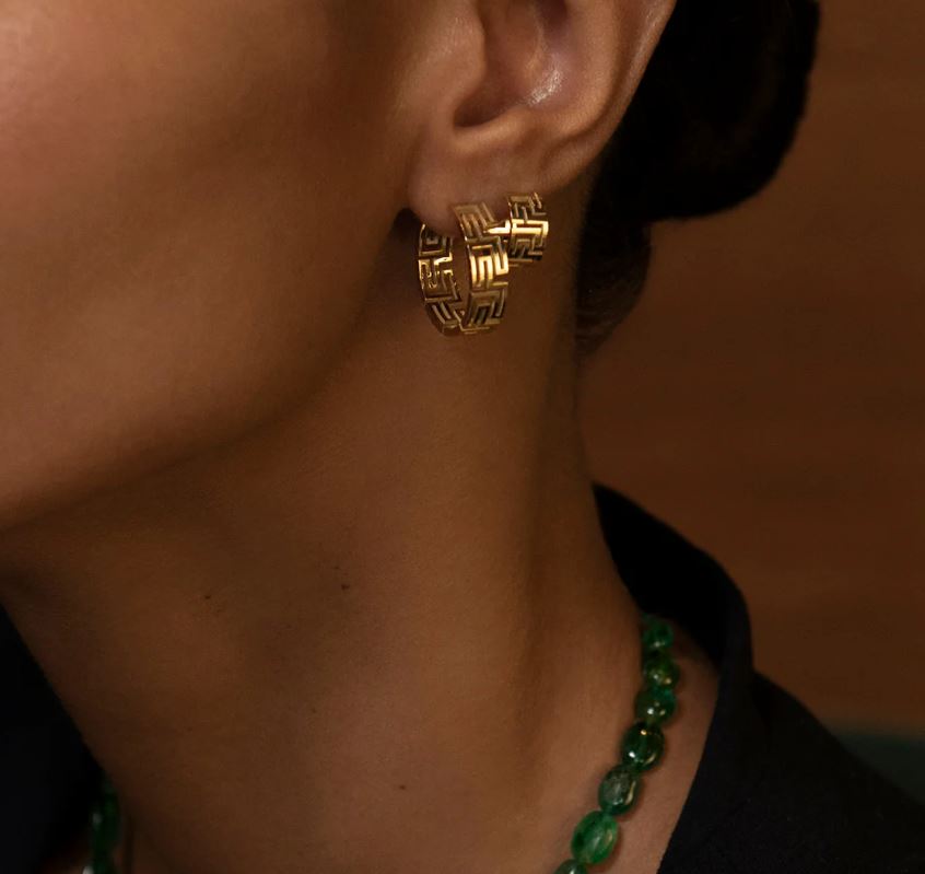 Tessellate Small Yellow Gold Hoop Earrings