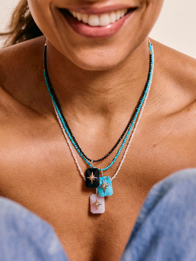 Black Spinel Tiny Gem Yellow Gold Necklace