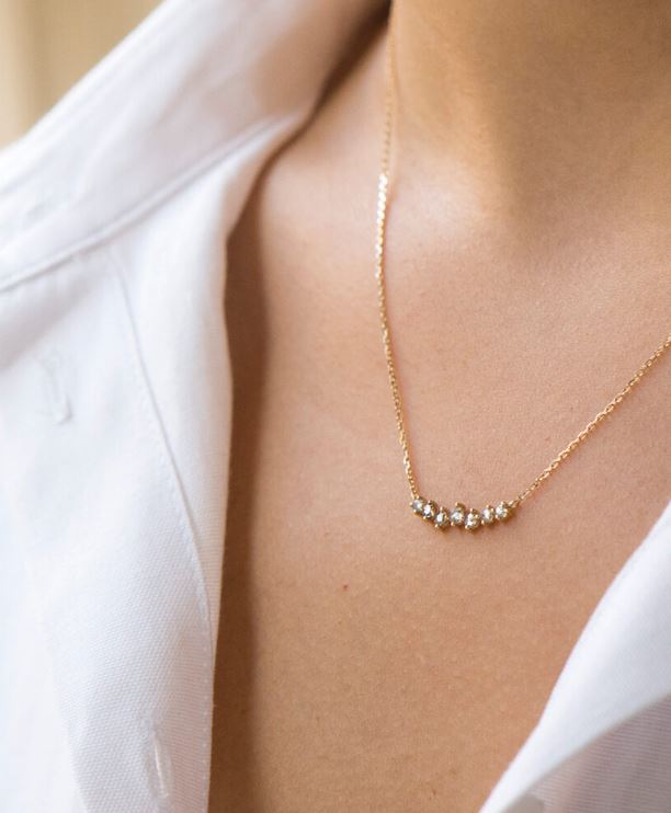Twisted Rose Cut Diamond Yellow Gold Necklace