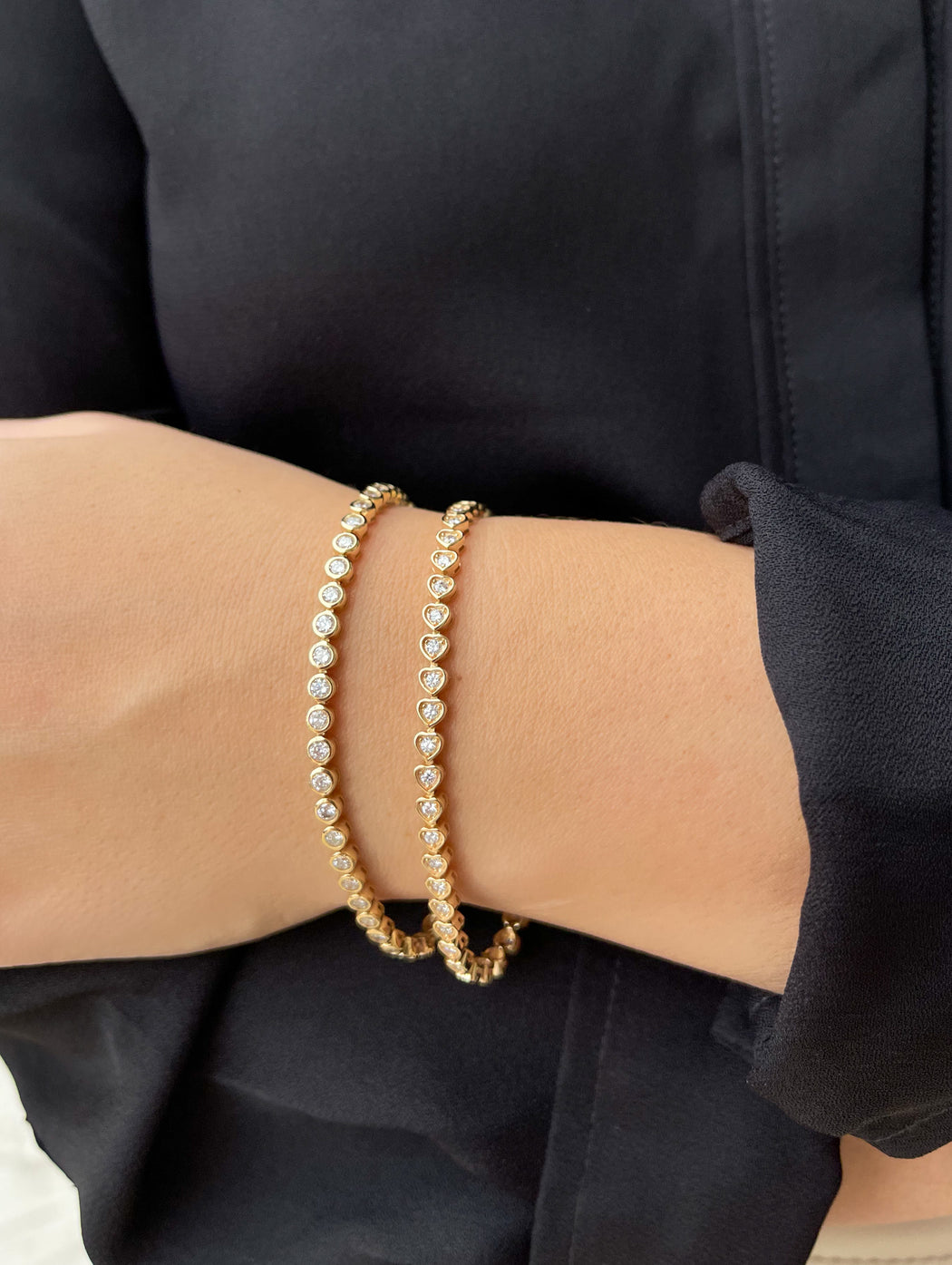 Diamond Bezel Yellow Gold Tennis Bracelet