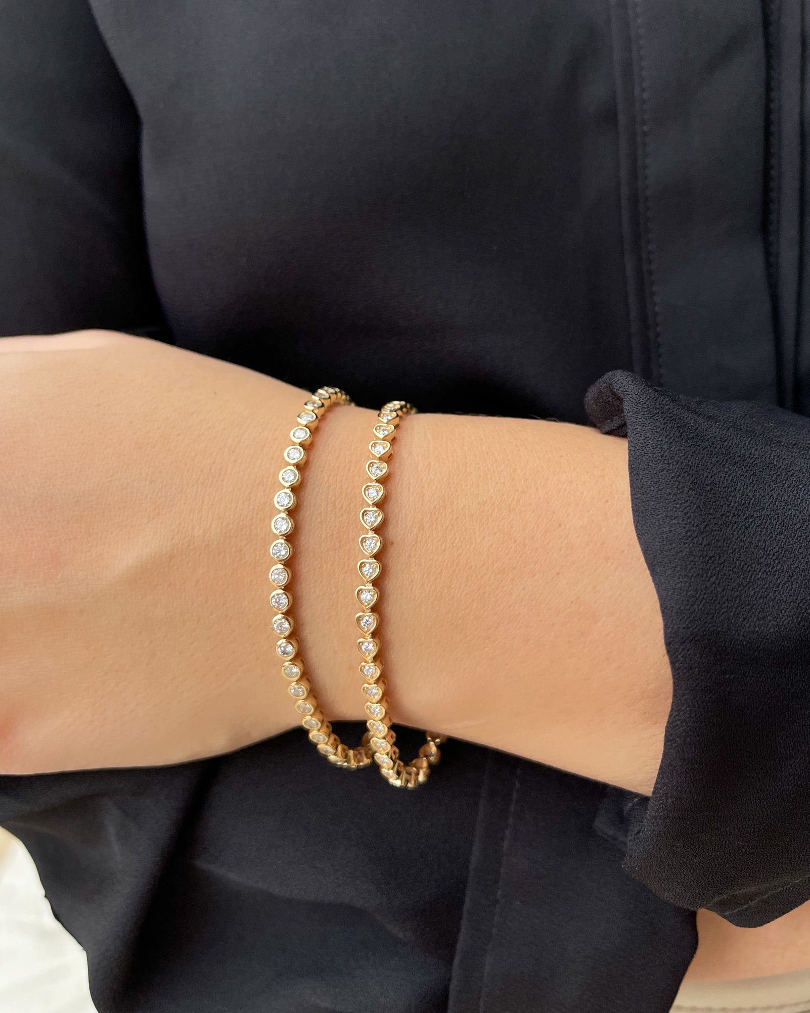 Diamond Bezel Yellow Gold Tennis Bracelet