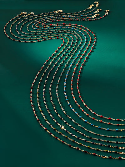 Classic Gigi Emerald Resin Yellow Gold Necklace