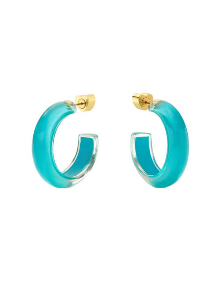 Alison Lou Lucite Small Jelly Hoop Earrings - Black, 14K Yellow