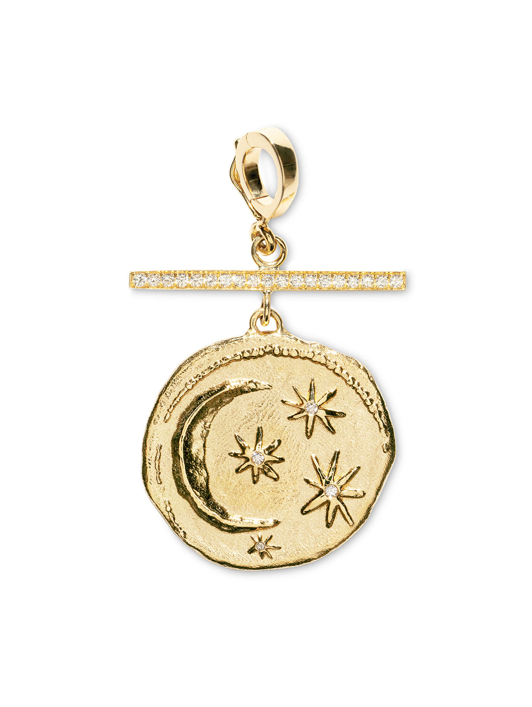 Pavé Diamond Bar Small Cosmic Coin Yellow Gold Charm