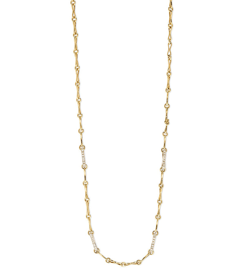 20 Inch Small Circle Pavé Diamond Links Handmade Chain Yellow Gold Necklace  | Ylang 23