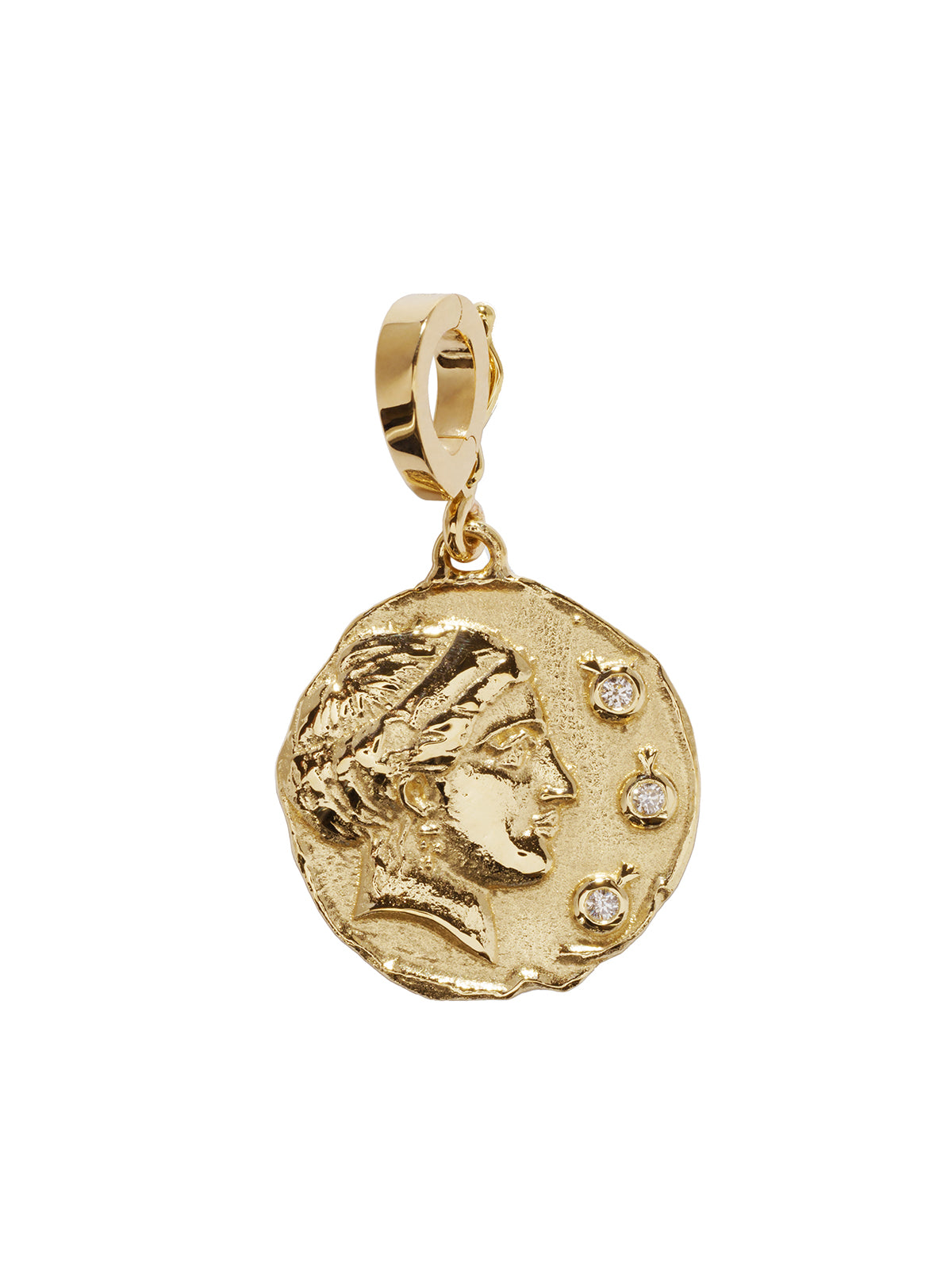 Small Hera Goddess of Mother Yellow Gold Coin Charm
