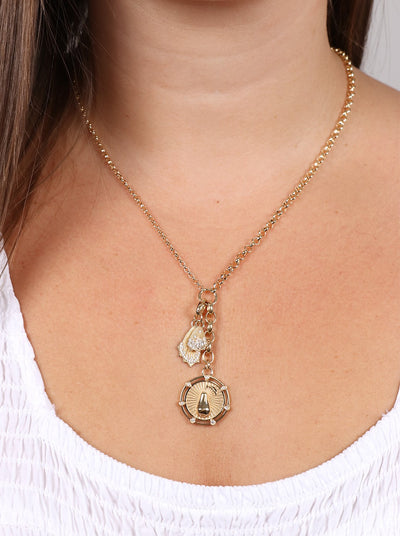 Mini Diamond Encrusted Yellow Gold Butterfly Wings Medallion