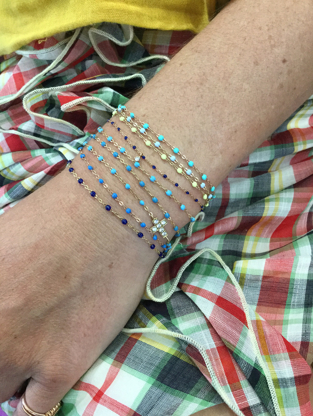 Classic Gigi Baby Blue Resin Yellow Gold Bracelet