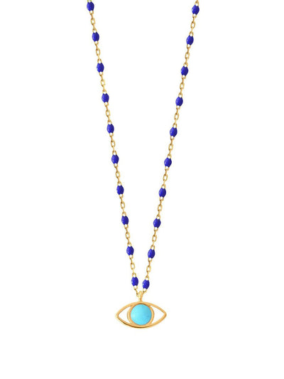 Diamond Turquoise Resin Yellow Gold Eye Charm