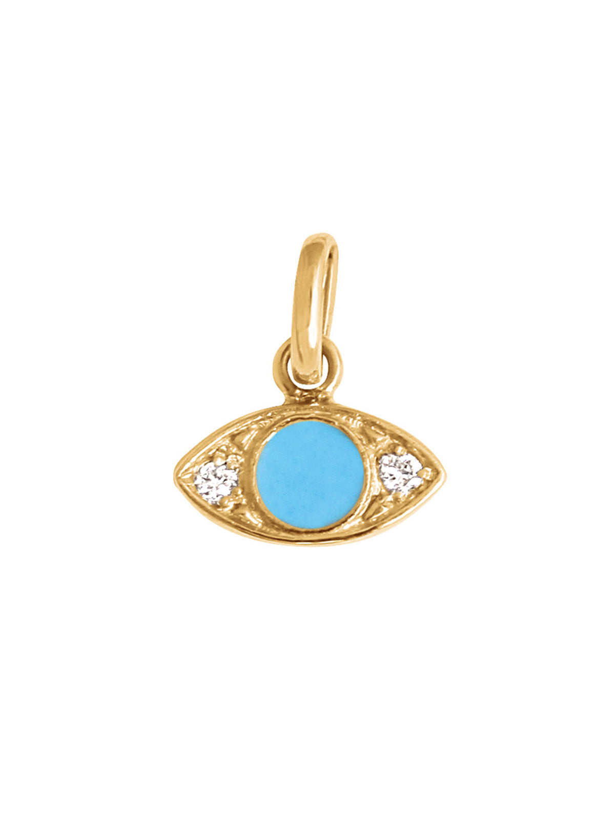 Diamond Turquoise Resin Yellow Gold Eye Charm