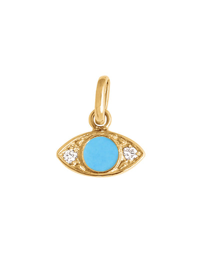 Diamond Turquoise Resin Yellow Gold Eye Charm