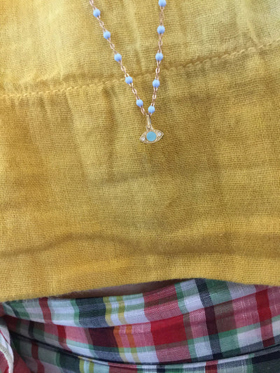 Diamond Turquoise Resin Yellow Gold Eye Charm