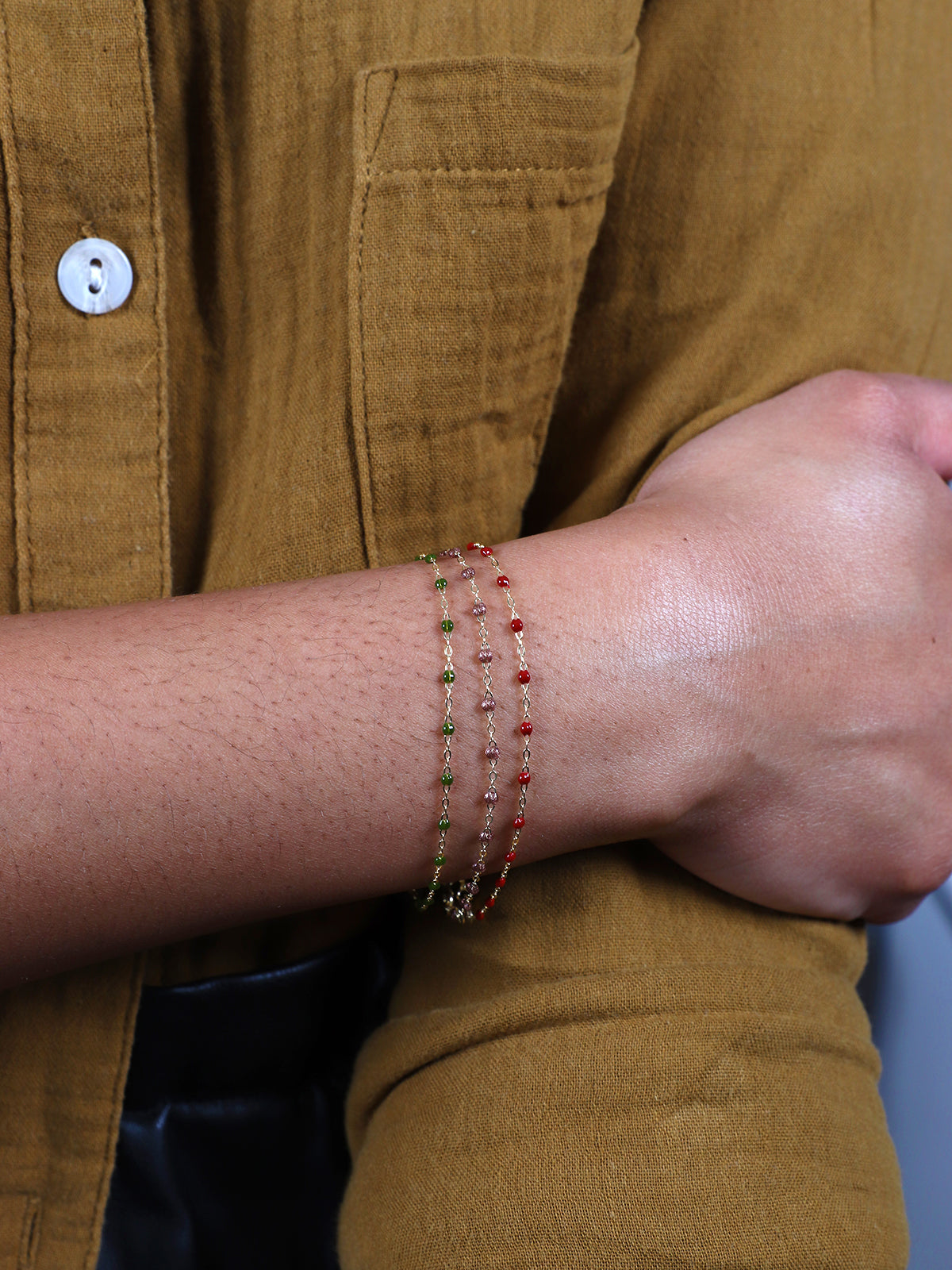 Classic Gigi Bordeaux Resin Yellow Gold Bracelet