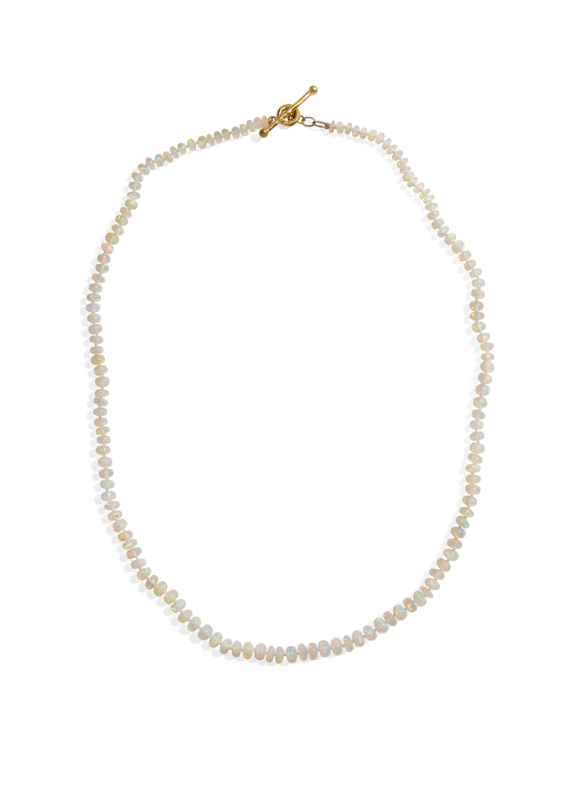Ethiopian Opal Beaded Strand Yellow Gold Necklace