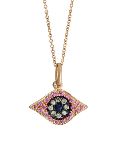 Pink, Green, & Blue Sapphire Kitten Eye Rose Gold Necklace