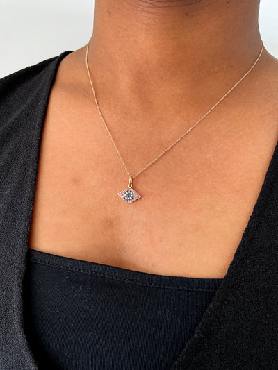 Pink, Green, & Blue Sapphire Kitten Eye Rose Gold Necklace