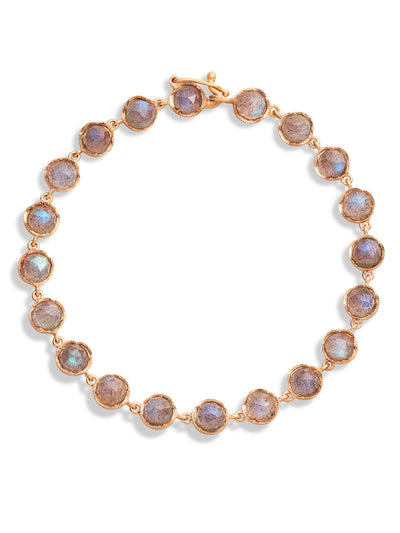 Rose Cut Labradorite Petite Classic Link Rose Gold Bracelet