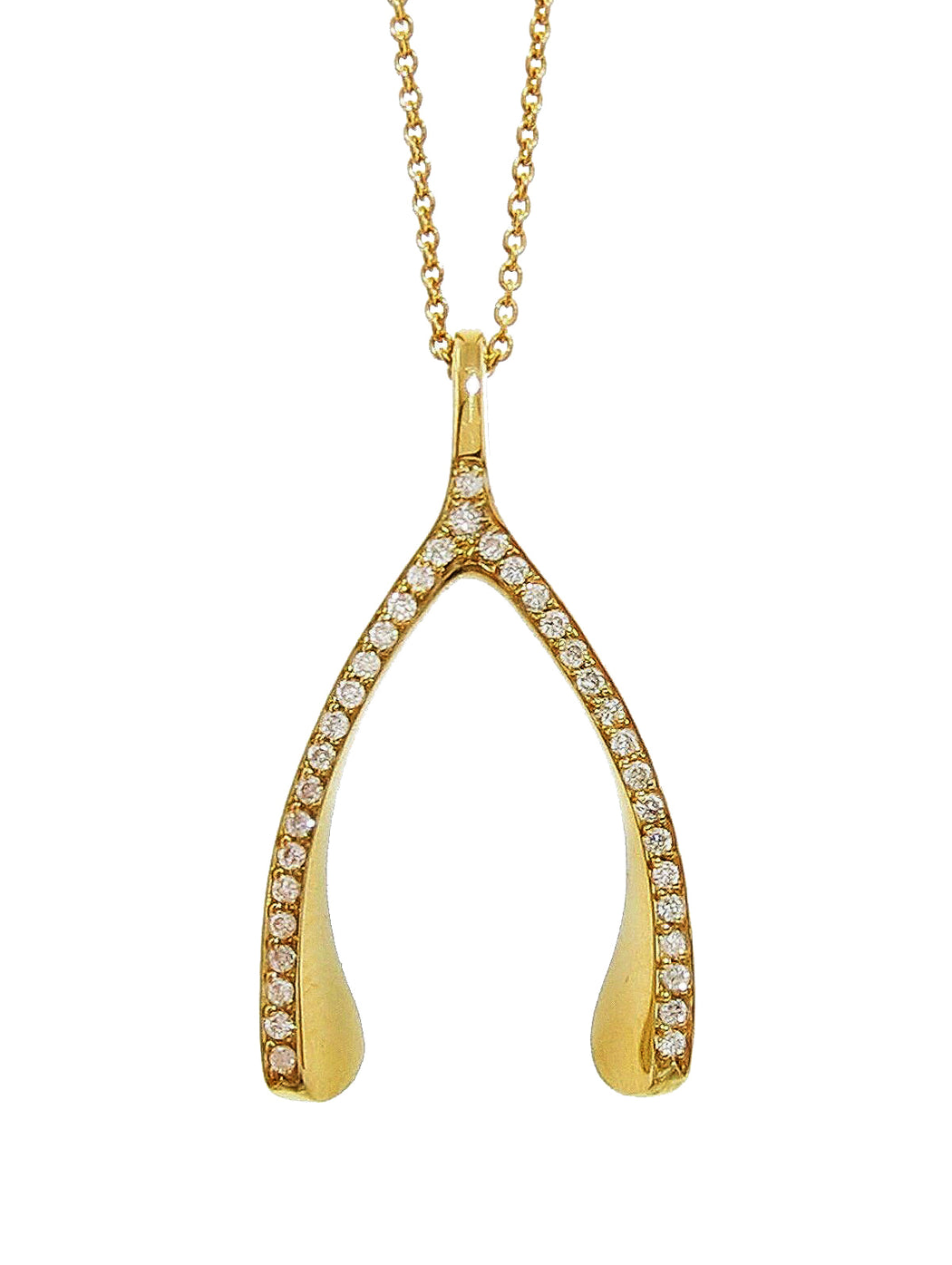 Diamond Wishbone Yellow Gold Necklace