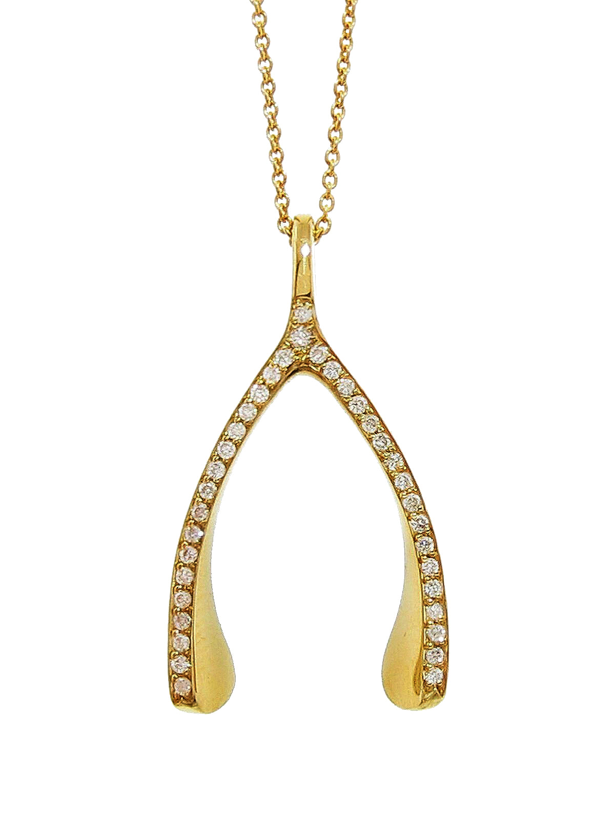 Diamond Wishbone Yellow Gold Necklace