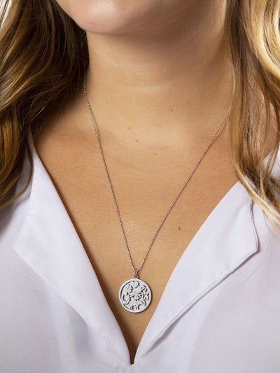 Women's 18K White Gold Filled Lucky Bar Pendant Necklace - Cute & Dainty Charm Chain