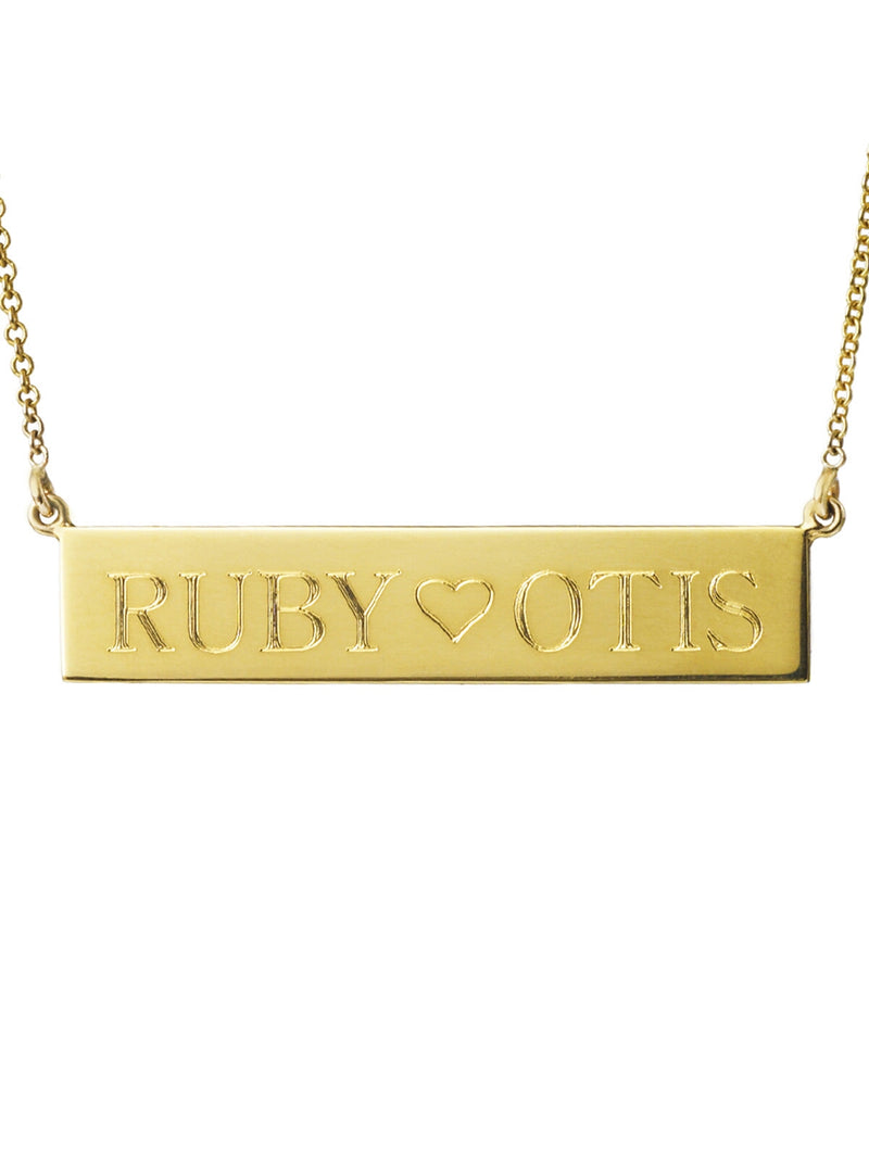 1 Side Engraving, 18-in. Personalized Yellow Gold Nameplate