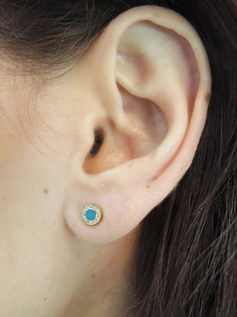 14K Yellow Gold Diamond and Turquoise Post Earrings | Hudson Valley  Goldsmith | New Paltz, NY