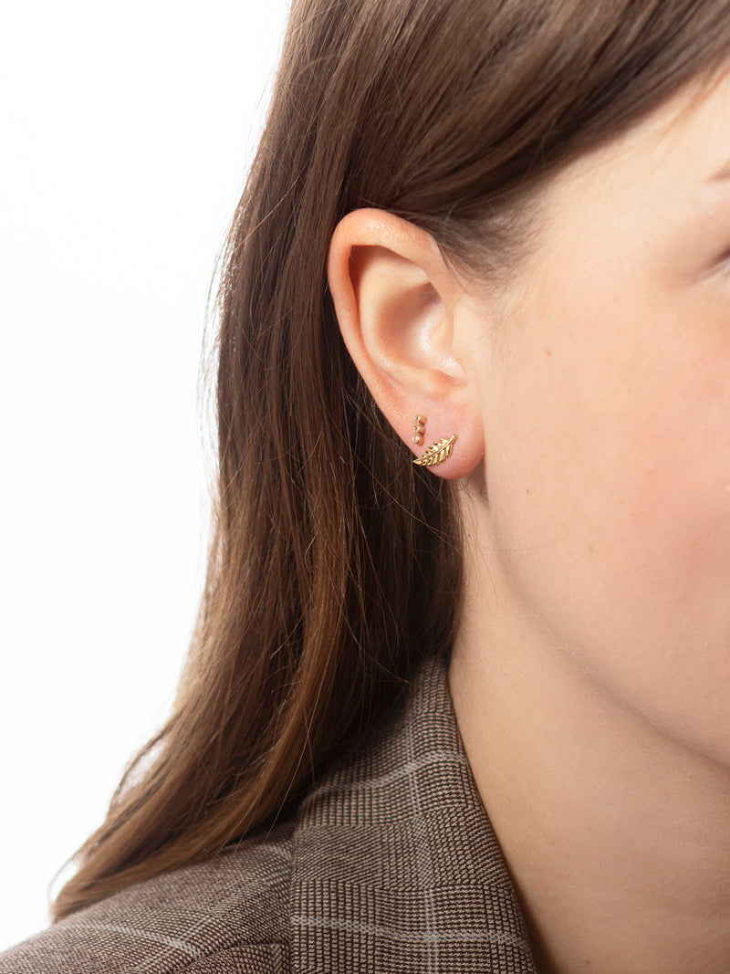 Tiny Crystal Moon Stud Earrings in Gold | Lisa Angel