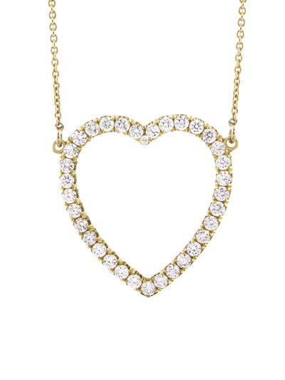 Open Heart Diamond Necklace - Yellow Gold