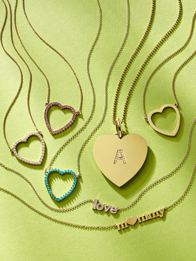 Open Heart Diamond Necklace - Yellow Gold