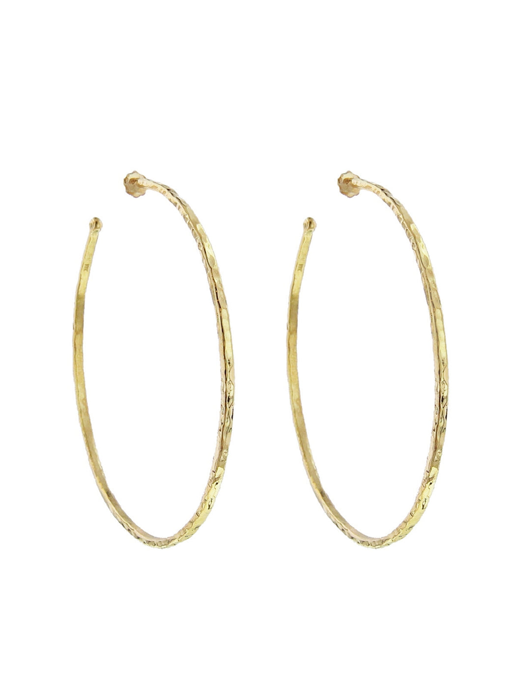 Yellow Gold Hammered Bangle Hoop Earrings