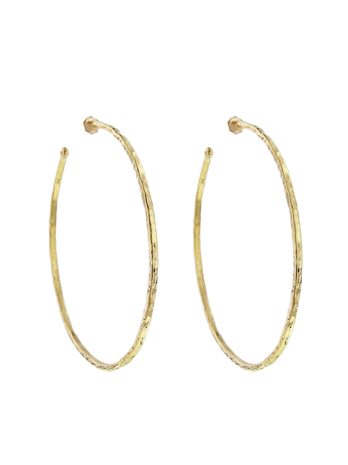Yellow Gold Hammered Bangle Hoop Earrings