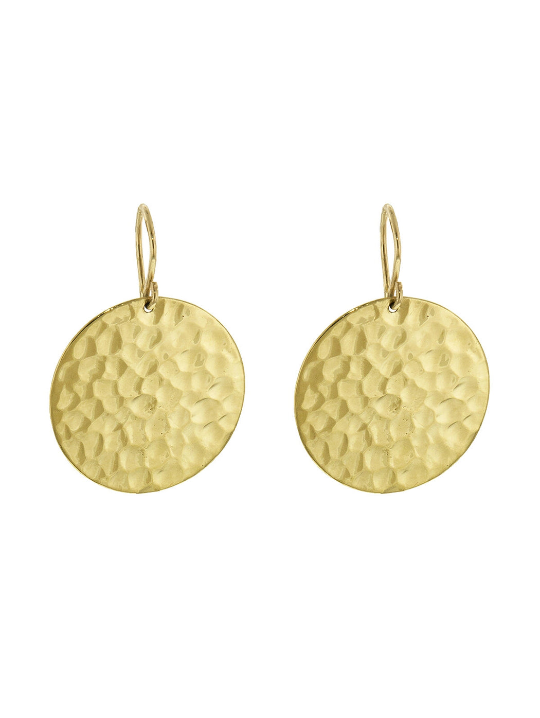 Small Hammered Disc Earrings - Yellow Gold