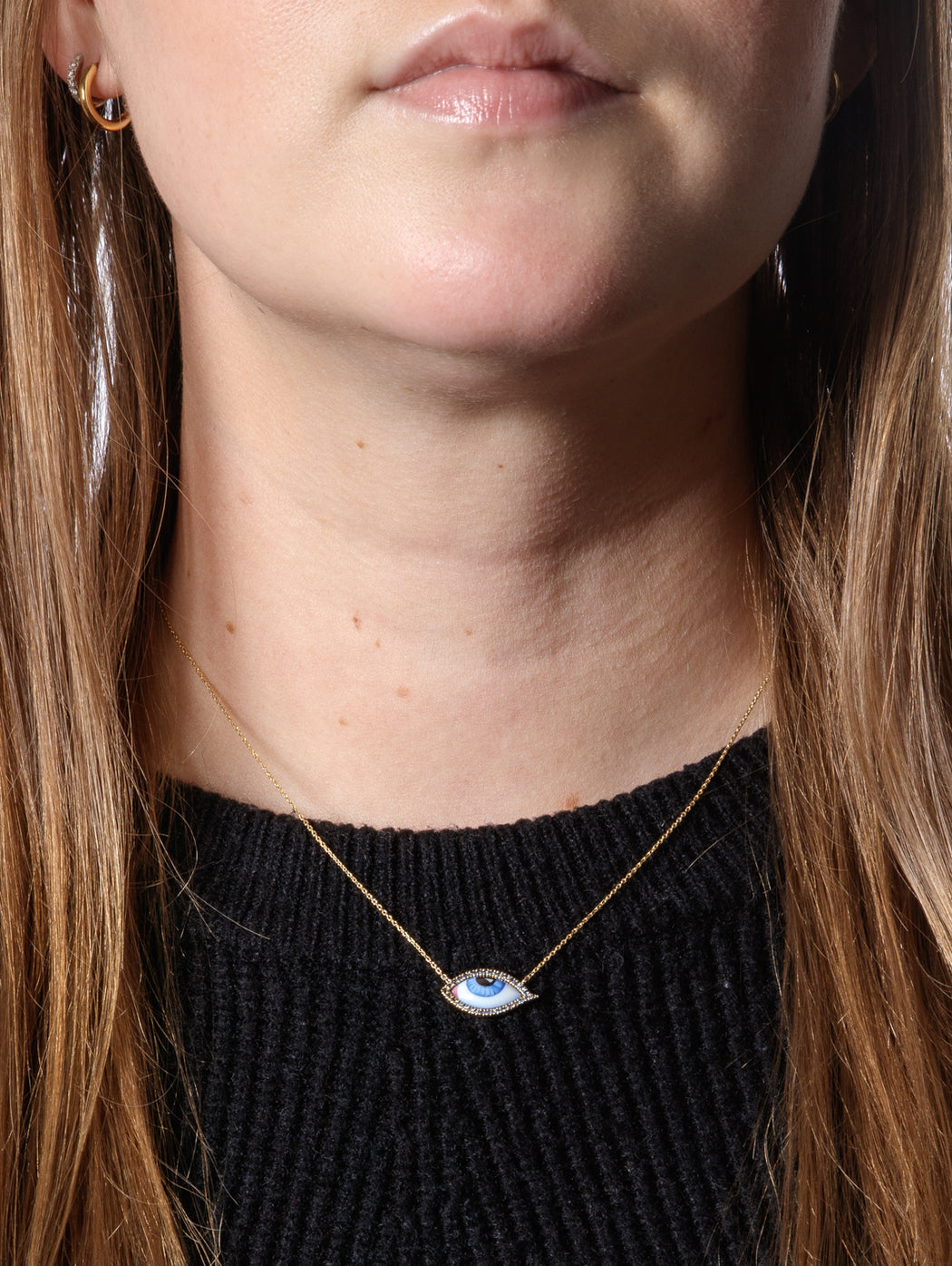 Petit Bleu Enamel & Sapphire Eye Yellow Gold Necklace