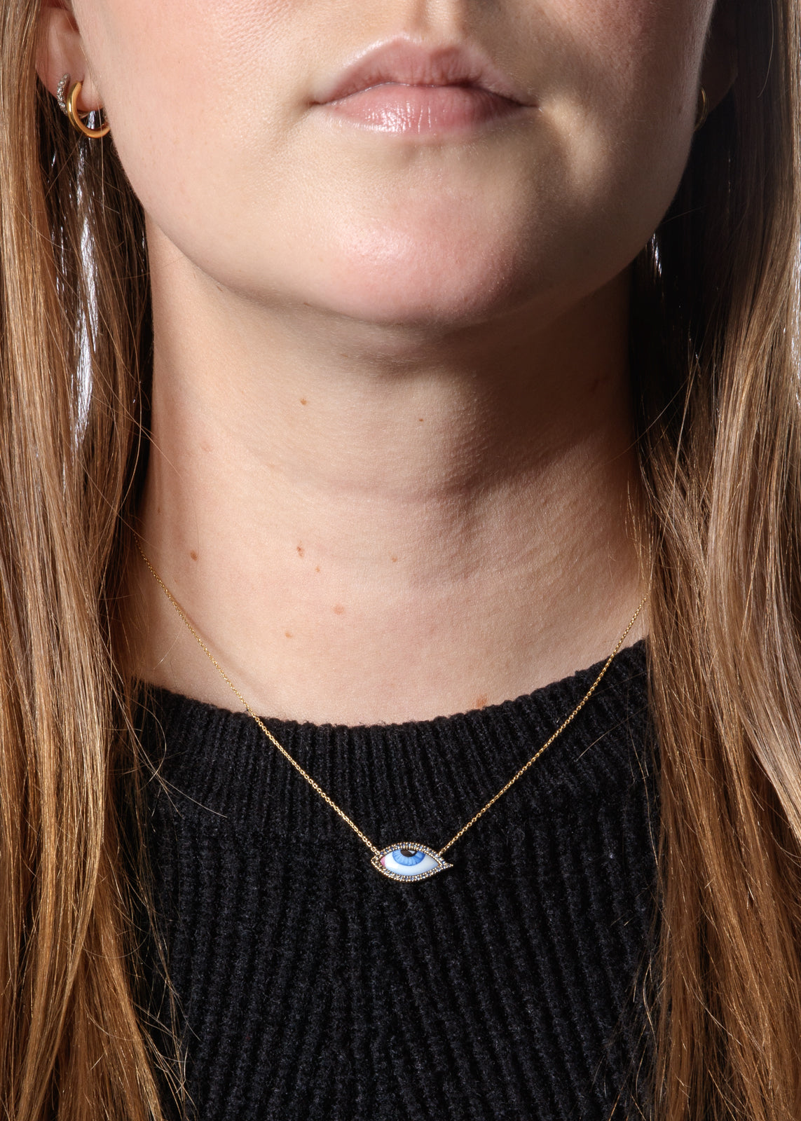 Petit Bleu Enamel & Sapphire Eye Yellow Gold Necklace