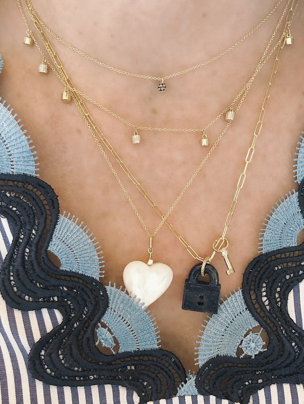 Diamond Small Eternity Key Yellow Gold Charm