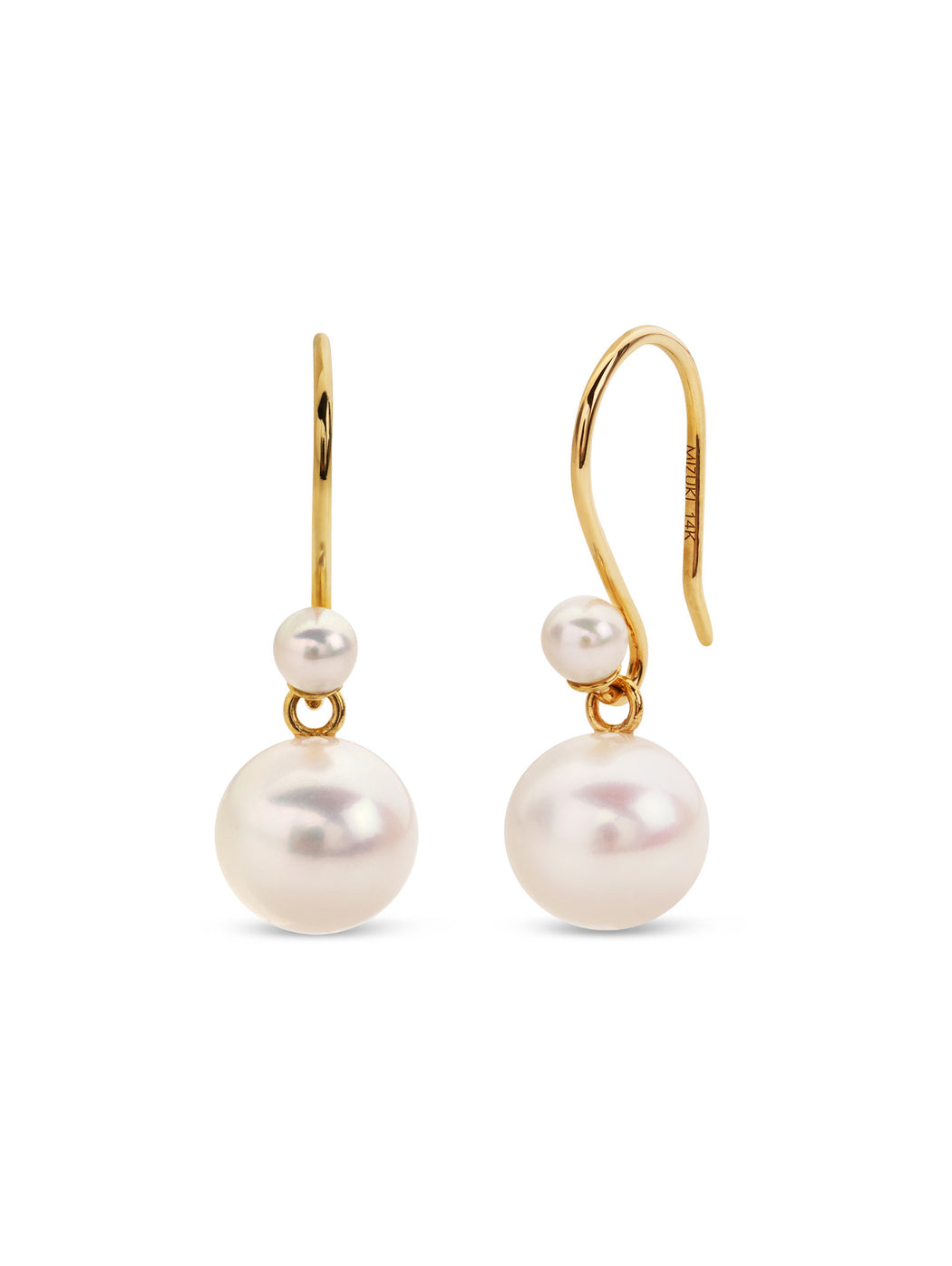 Small Pearl Yellow Gold Drop Earrings