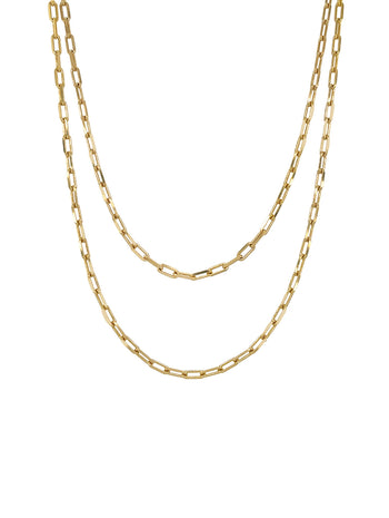 Long Link Chain Yellow Gold Necklace