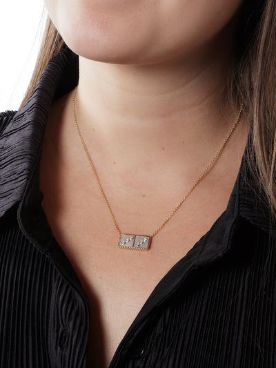 Mother Of Pearl and Diamond Petite Domino Yellow Gold Necklace