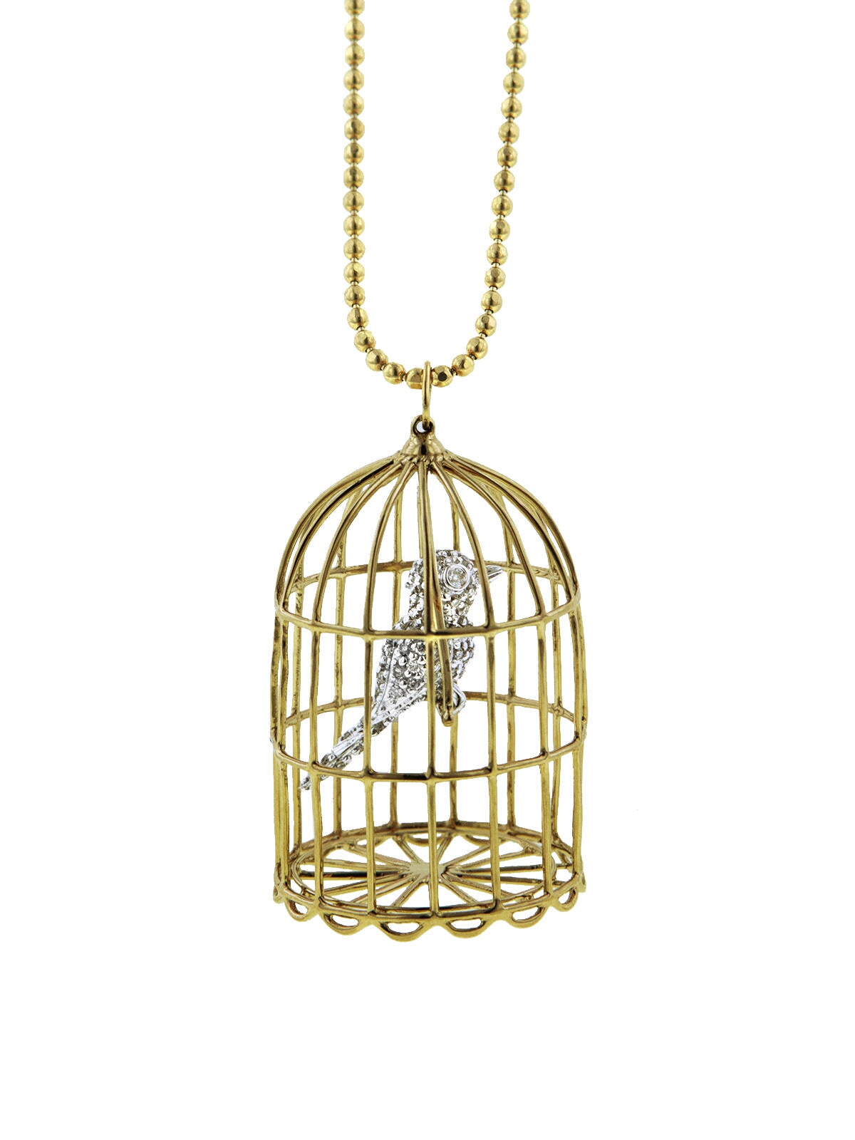 Caged Albert Pendant Necklace - Yellow Gold