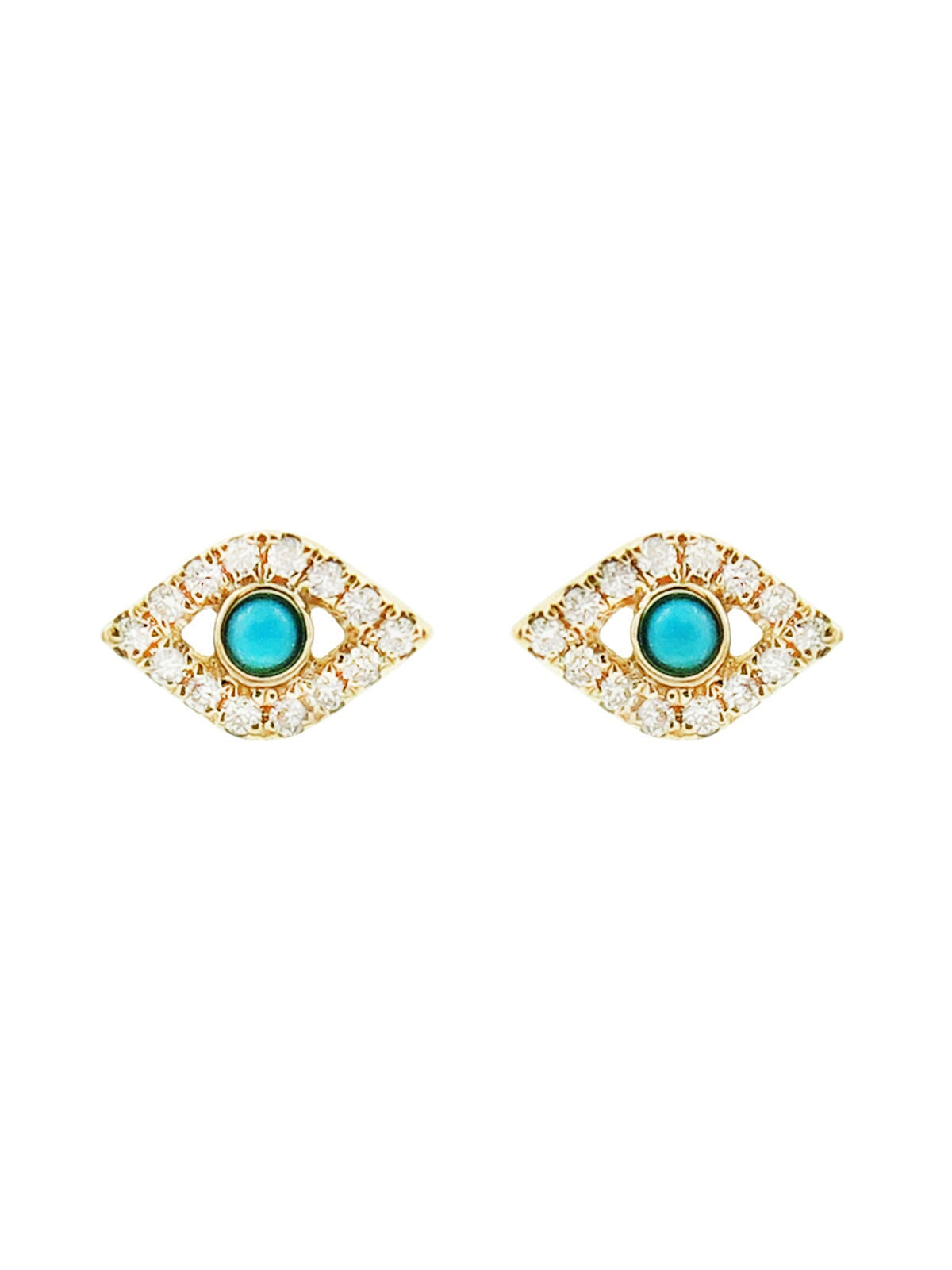 Diamond Bezel Evil Eye Stud Earrings