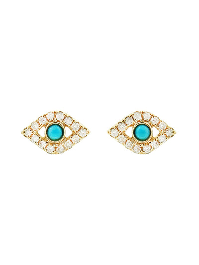 Diamond Bezel Evil Eye Stud Earrings