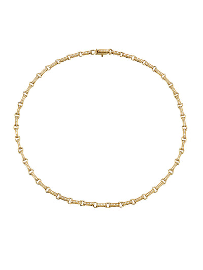 Diamond Round Rectangle Link Eternity Yellow Gold Necklace