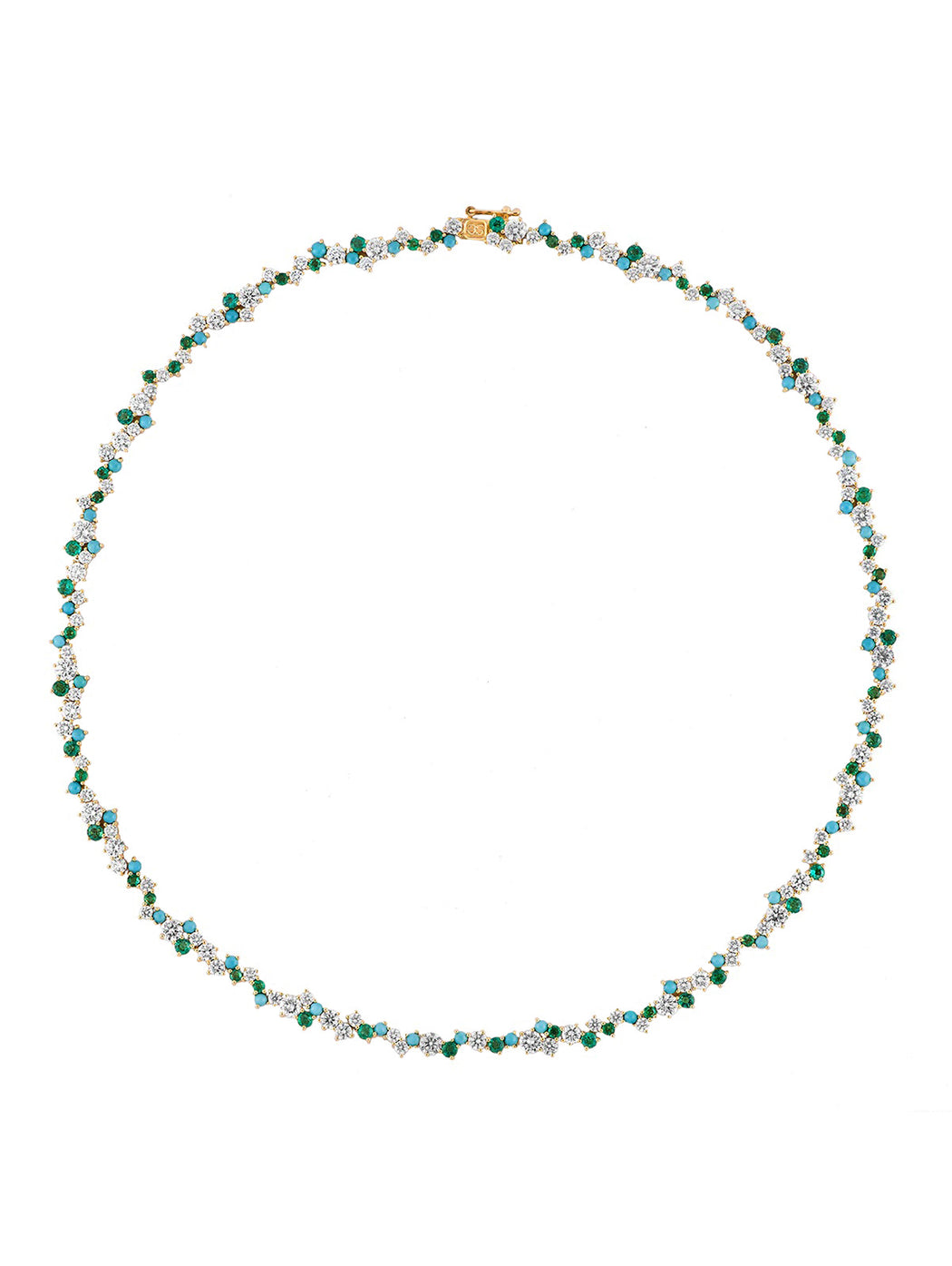 Tri Stone Cocktail Eternity Yellow Gold Necklace
