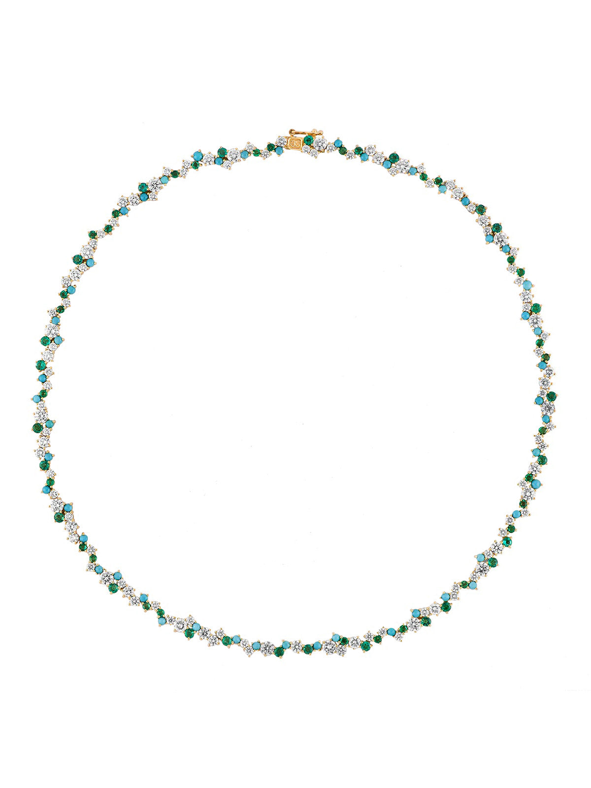 Tri Stone Cocktail Eternity Yellow Gold Necklace