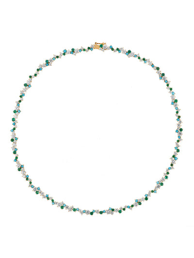 Tri Stone Cocktail Eternity Yellow Gold Necklace