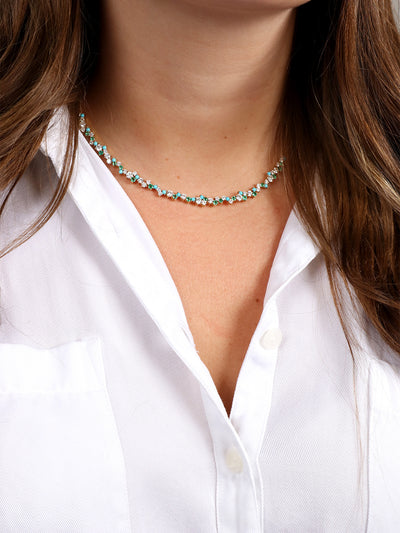 Tri Stone Cocktail Eternity Yellow Gold Necklace