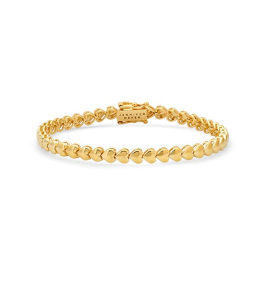 Heart Yellow Gold Tennis Bracelet